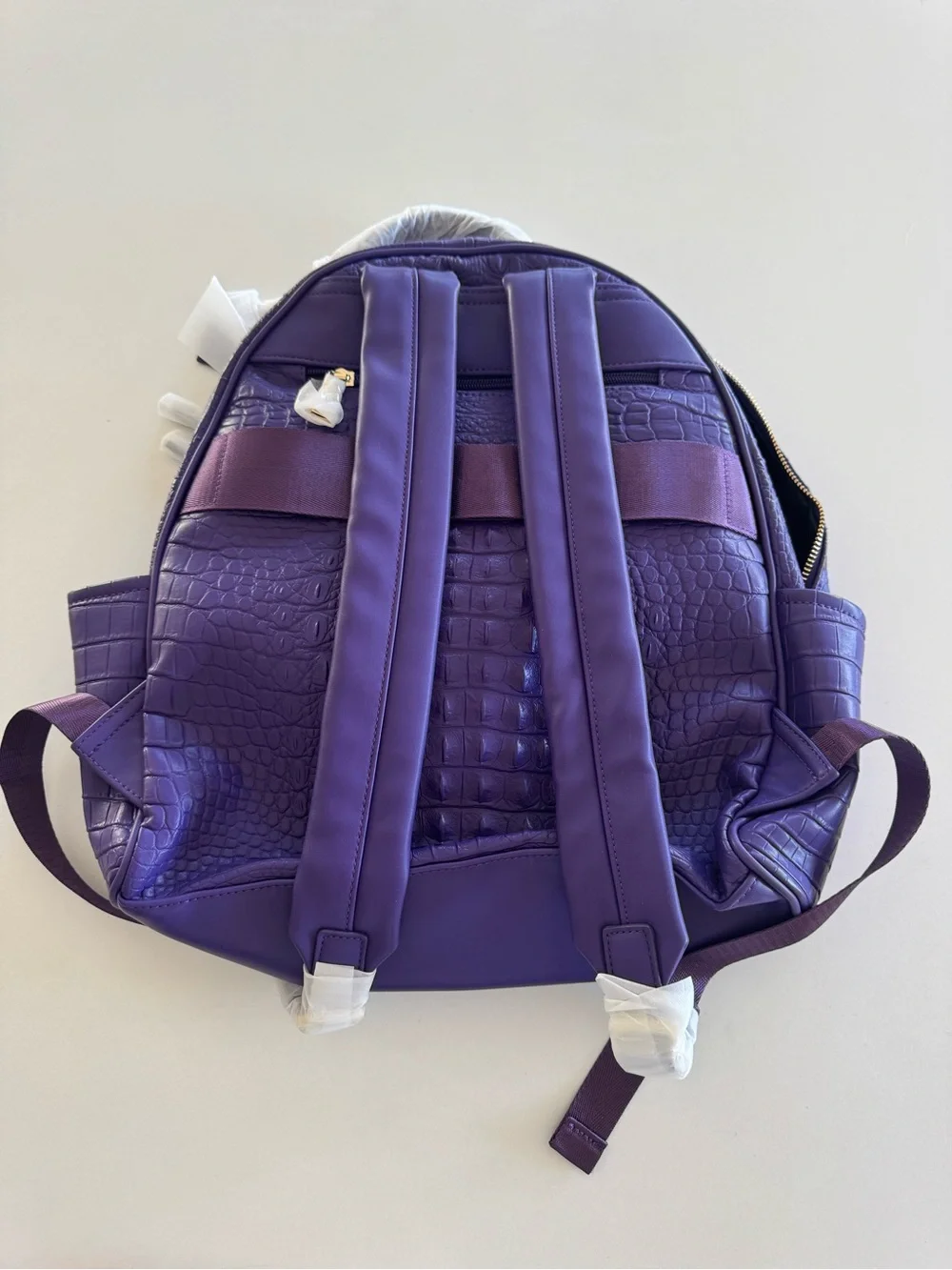 Tote&Carry Purple Croc Embossed Backpack Duffle Bag Set Weekender Travel NWT